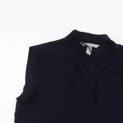 H&M Womens Blue Polyester Basic Tank Size 8 Mock Neck