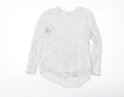 Additional front view of ESPRIT women’s white geometric viscose basic blouse, size UK 12, v-neck