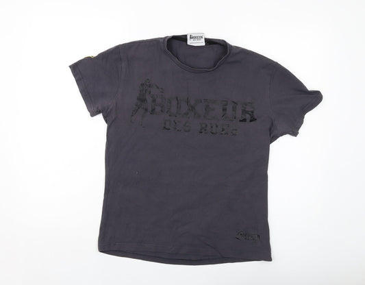 Boxeur Des Rues Womens Grey Cotton Basic T-Shirt Size L Crew Neck