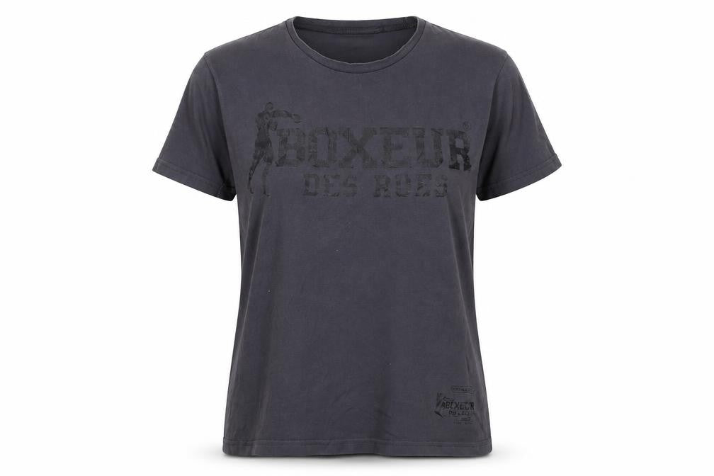 Boxeur Des Rues Womens Grey Cotton Basic T-Shirt Size L Crew Neck