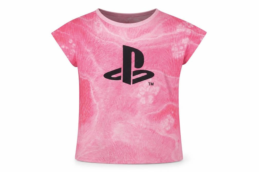 PlayStation Girls Pink Polyester Basic T-Shirt Size 9-10 Years Crew Neck Pullover