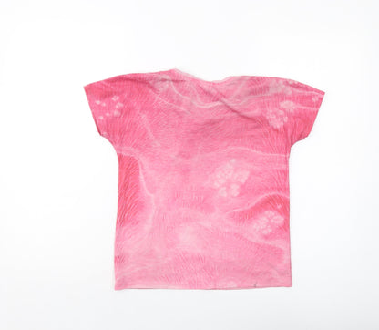Back view of PlayStation girls’ pink polyester basic t-shirt, size 9-10, years crew neck pullover