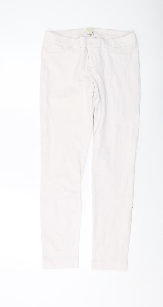 Ecru Womens Pink Cotton Trousers Size 6 L28 in Regular Zip