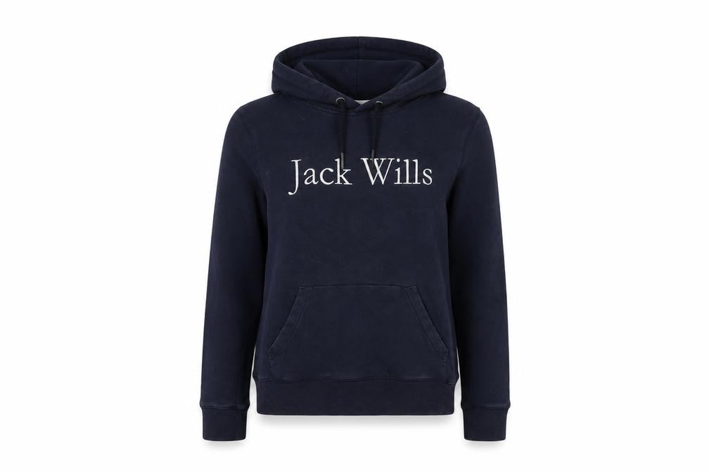Jack Wills Womens Blue Cotton Pullover Hoodie Size 8 Pullover - Logo, Embroidered