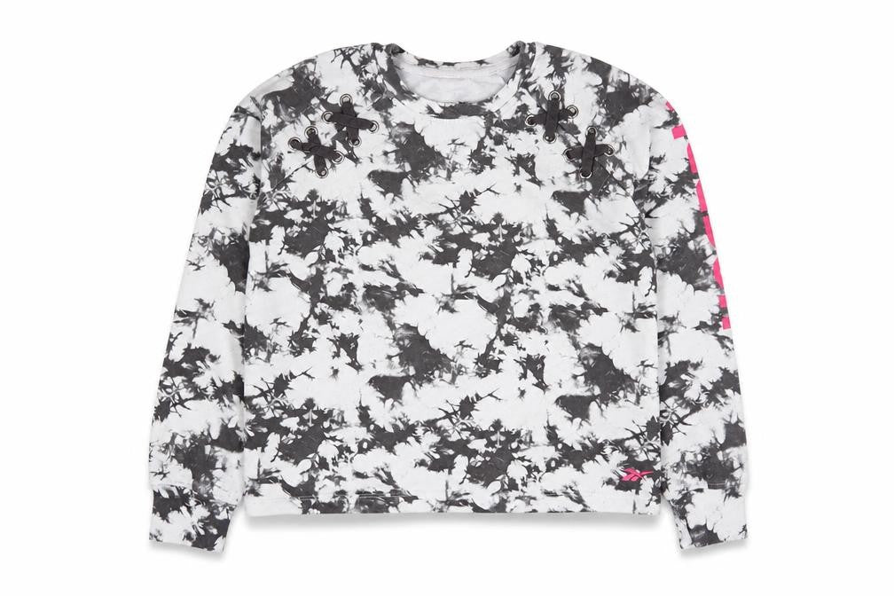 Reebok Girls Grey Geometric Cotton Pullover Sweatshirt Size 13-14 Years Pullover