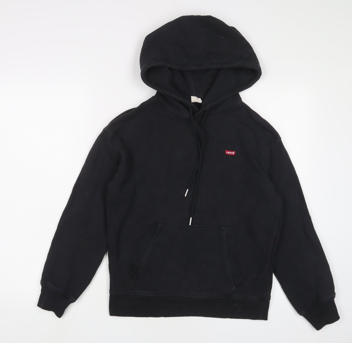 Levi's Womens Black Cotton Pullover Hoodie Size 2XS Pullover - Logo, Embroidered