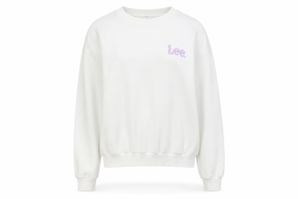 Lee X H&M Womens White Cotton Pullover Sweatshirt Size L Pullover - Embroidered