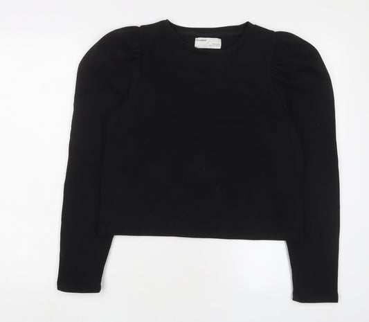 Pull&Bear Womens Black Cotton Pullover Sweatshirt Size S Pullover