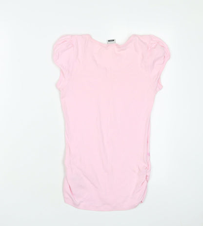 Disney Womens Pink Cotton Basic T-Shirt Size 10 Scoop Neck - Tinkerbell