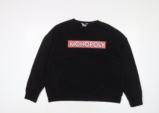 Zara Womens Black Cotton Pullover Sweatshirt Size M Pullover - Monopoly