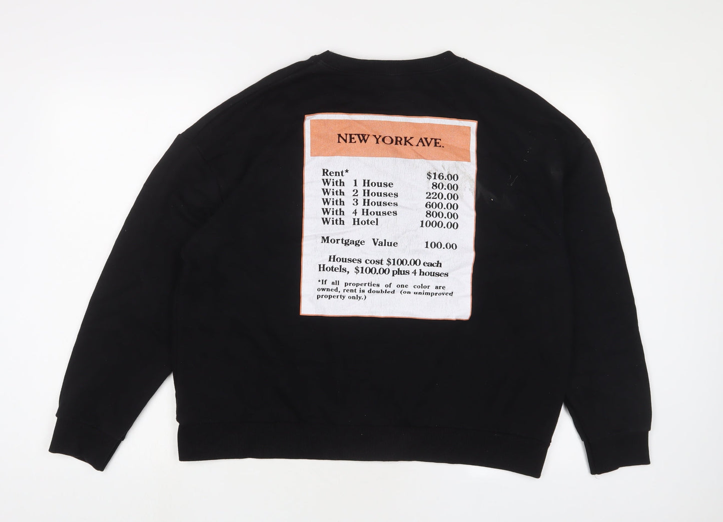 Zara Womens Black Cotton Pullover Sweatshirt Size M Pullover - Monopoly