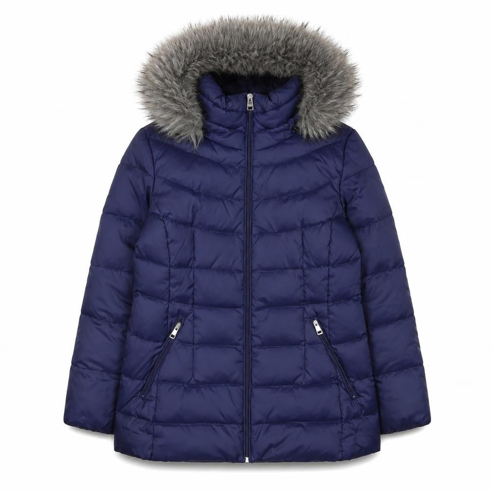 Andrew Marc Womens Blue Parka Coat Size L Zip - Zip Pockets