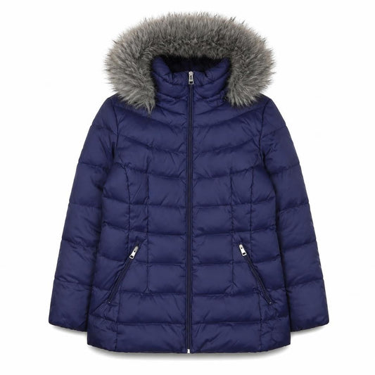 Andrew Marc Womens Blue Parka Coat Size L Zip - Zip Pockets