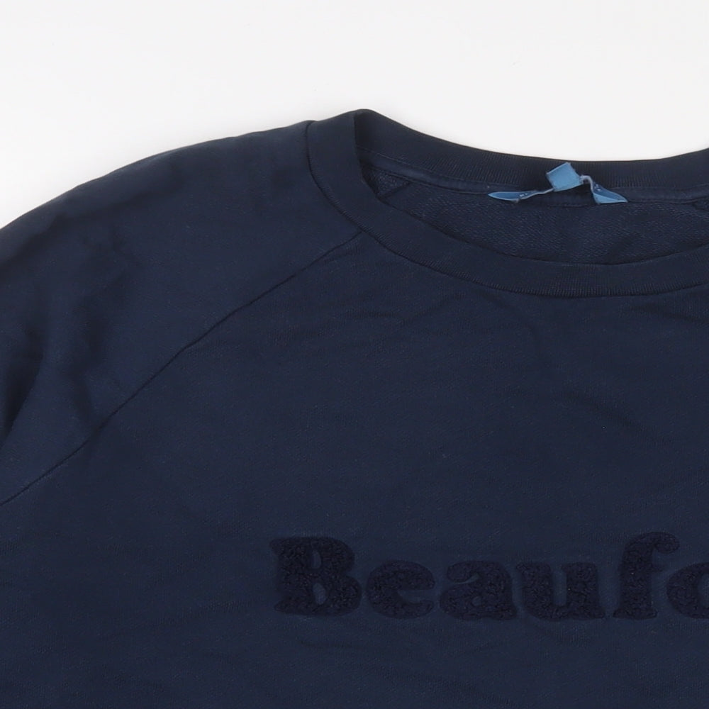 Beaufort + Blake Womens Blue Cotton Pullover Sweatshirt Size M Pullover - Logo, Embroidered
