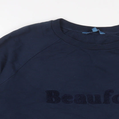 Beaufort + Blake Womens Blue Cotton Pullover Sweatshirt Size M Pullover - Logo, Embroidered