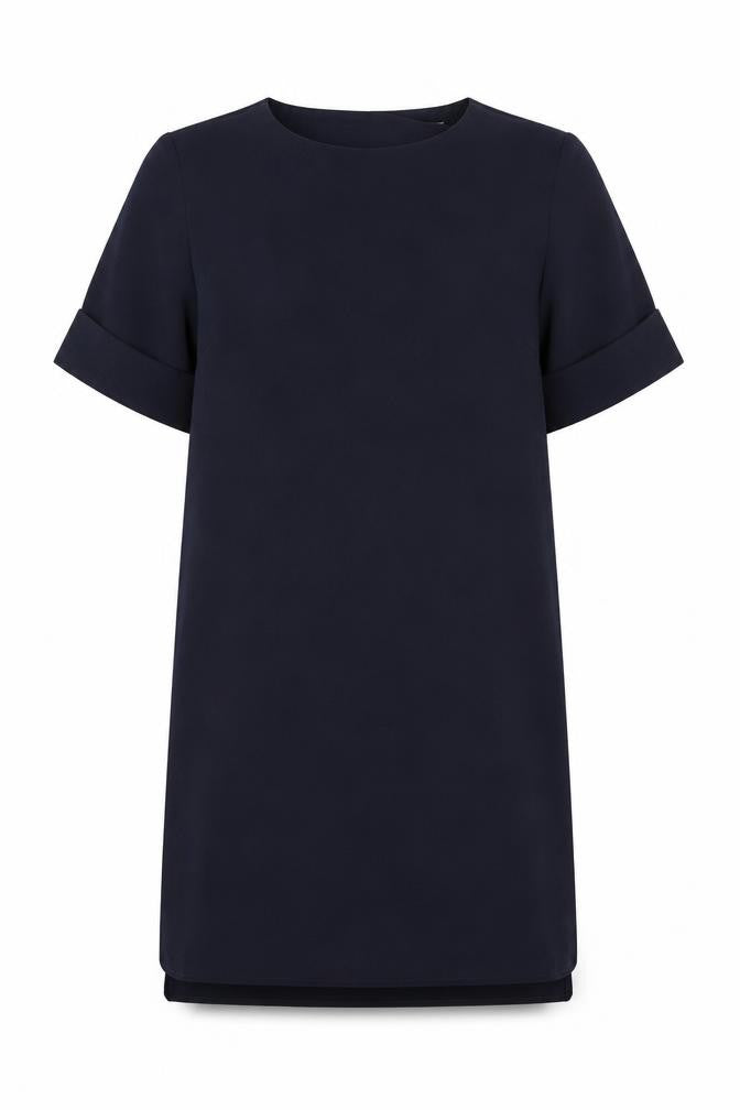Apricot Womens Blue Polyester Shift Size 8 Round Neck Zip