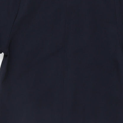 Apricot Womens Blue Polyester Shift Size 8 Round Neck Zip