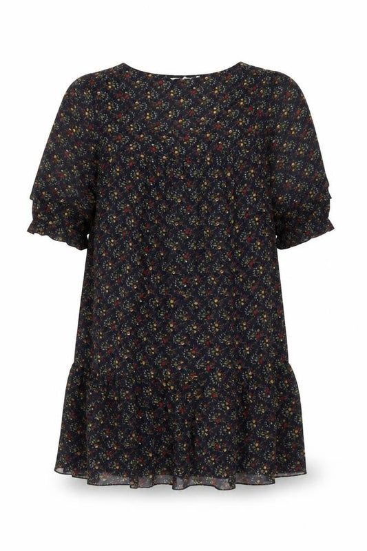 New Look Womens Blue Floral Polyester Shift Size 12 Round Neck Pullover