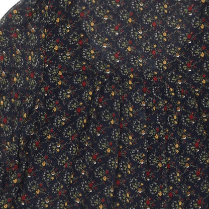 New Look Womens Blue Floral Polyester Shift Size 12 Round Neck Pullover