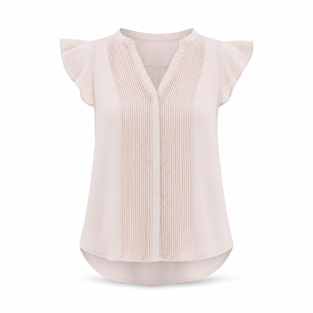 H&M Womens Pink Polyester Basic Button-Up Size 6 V-Neck
