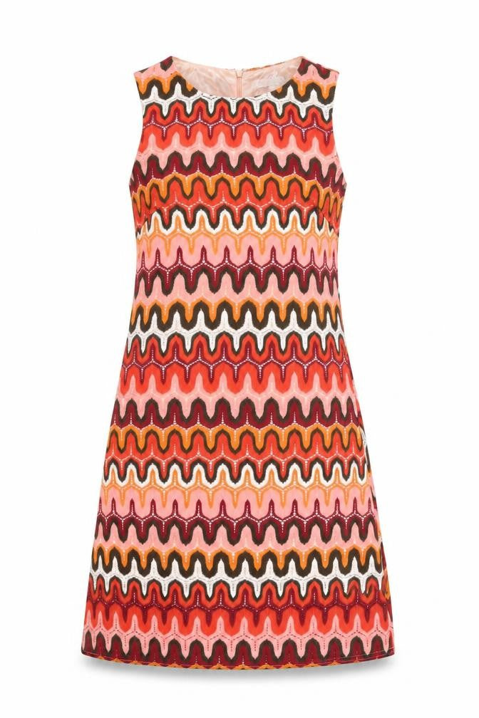 Glamorous Womens Multicoloured Geometric Polyester Shift Size 6 Round Neck Zip