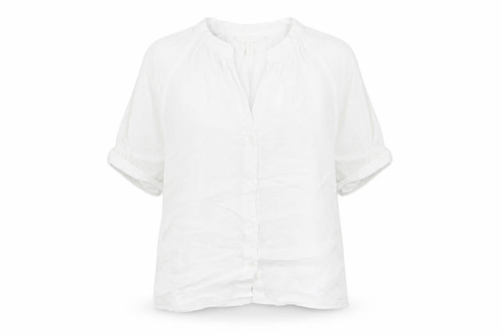 H&M Womens White Viscose Basic Button-Up Size M V-Neck