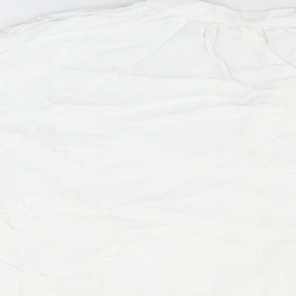 H&M Womens White Viscose Basic Button-Up Size M V-Neck