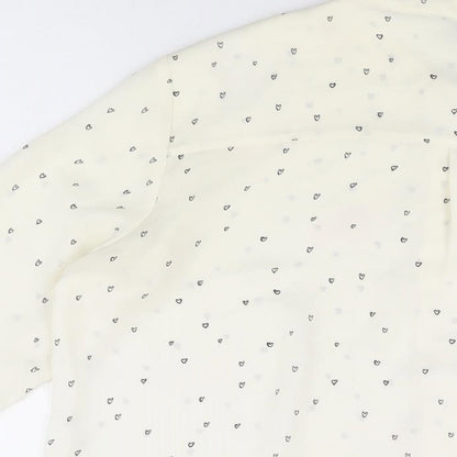 H&M Womens Ivory Geometric Polyester Basic Button-Up Size 8 Round Neck - Heart Print
