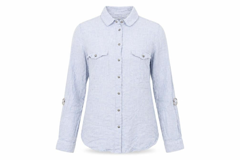 Dorothy Perkins Womens Blue Cotton Basic Button-Up Size 10 Collared