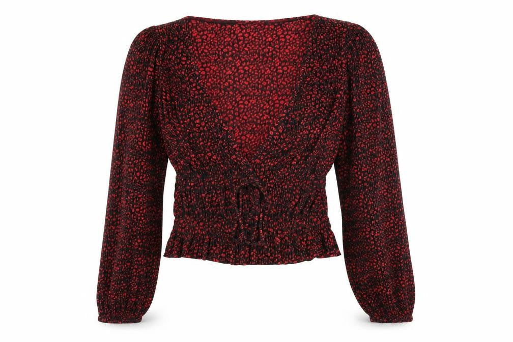 Zara Womens Black Geometric Polyester Basic Blouse Size S V-Neck
