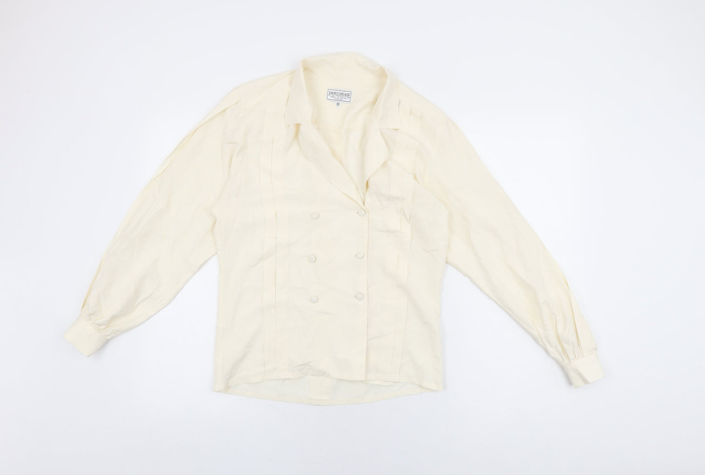 James Meade Womens Ivory Polyester Basic Button-Up Size 4 V-Neck
