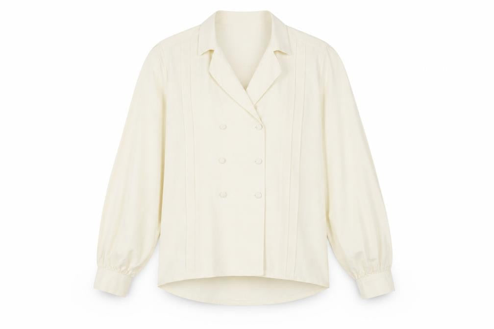 James Meade Womens Ivory Polyester Basic Button-Up Size 4 V-Neck