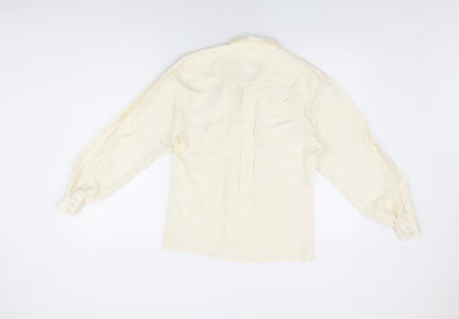 James Meade Womens Ivory Polyester Basic Button-Up Size 4 V-Neck