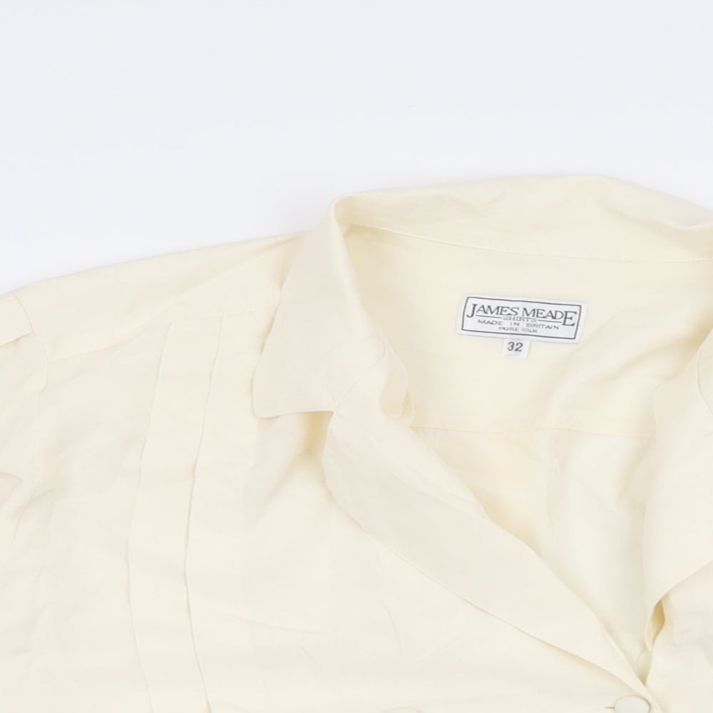 James Meade Womens Ivory Polyester Basic Button-Up Size 4 V-Neck