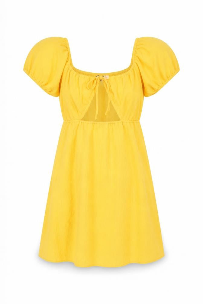 H&M Womens Orange Polyester Mini Size 6 Square Neck Zip