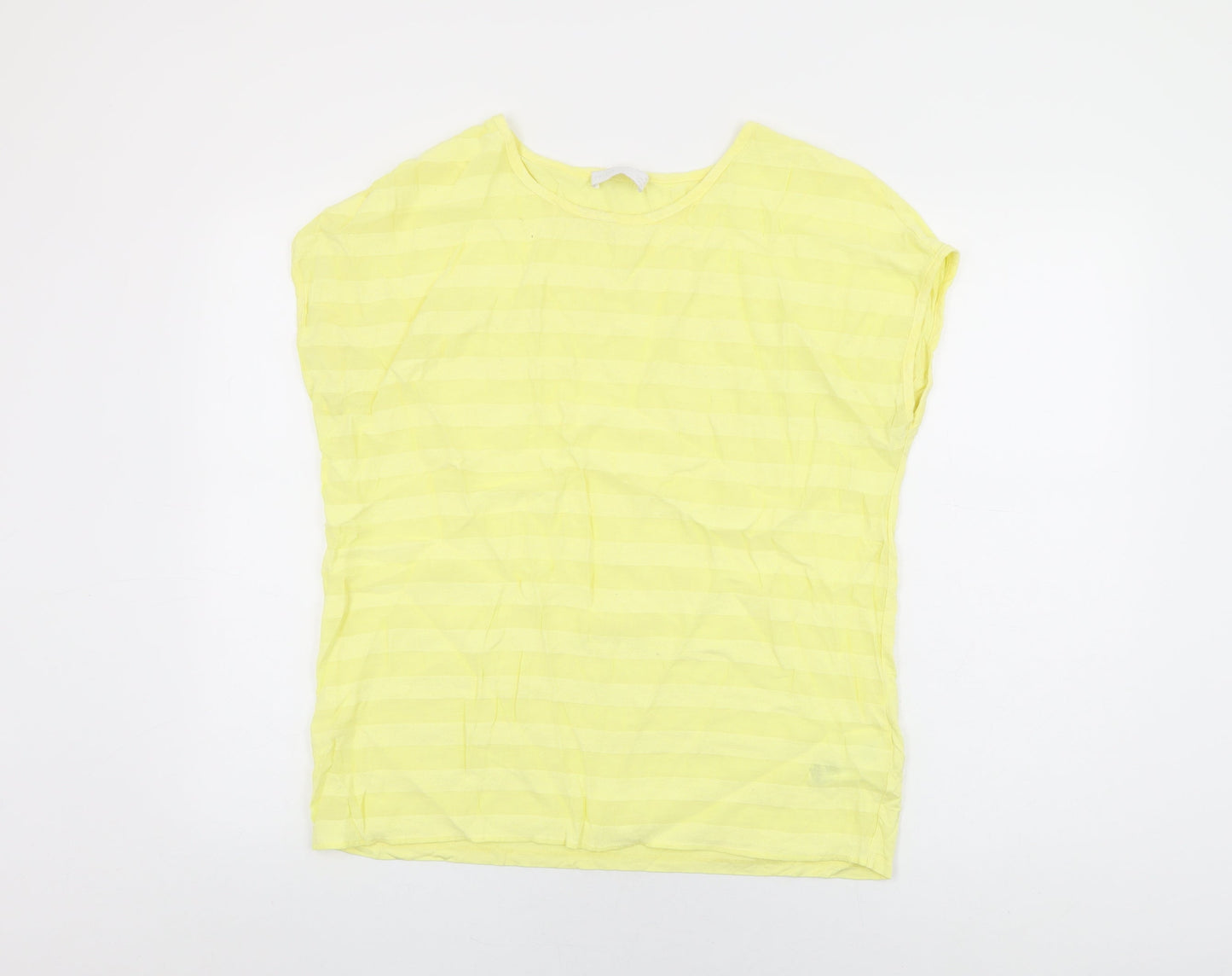Per Una Womens Yellow Viscose Basic T-Shirt Size 14 Round Neck