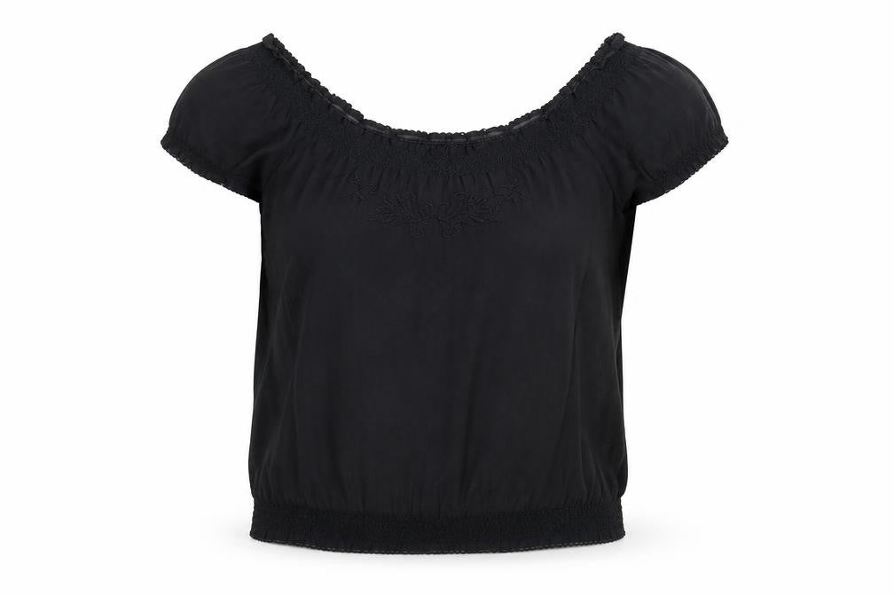 H&M Womens Black Polyester Basic T-Shirt Size 10 Off the Shoulder