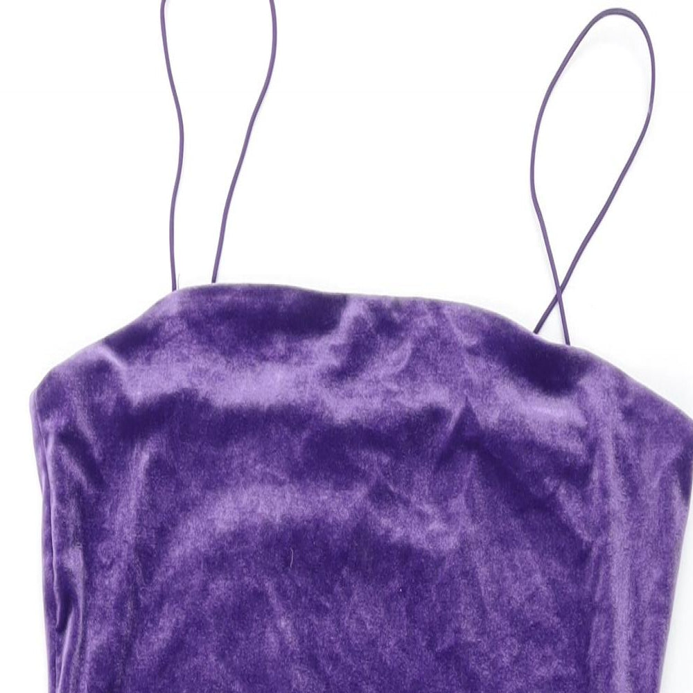 H&M Womens Purple Polyester Bodycon Size S Square Neck Pullover
