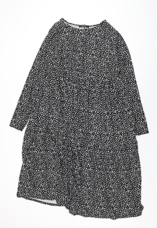 Evans Womens Black Polka Dot Polyester Shift Size 18 Round Neck Pullover