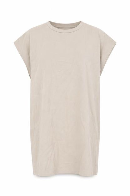 Front view of ASOS women’s beige polyester shift, size UK 12, round neck pullover