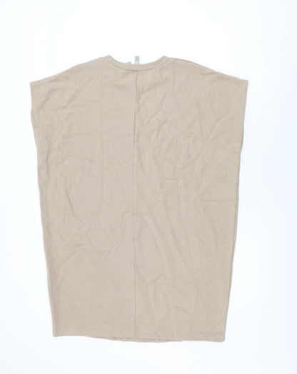 Back view of ASOS women’s beige polyester shift, size UK 12, round neck pullover