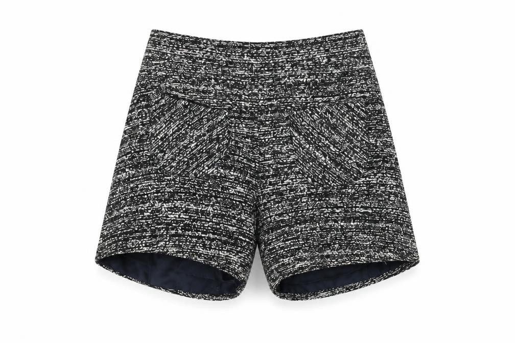 Nanos Girls Black Geometric Acrylic Bermuda Shorts Size 10 Years Regular Zip