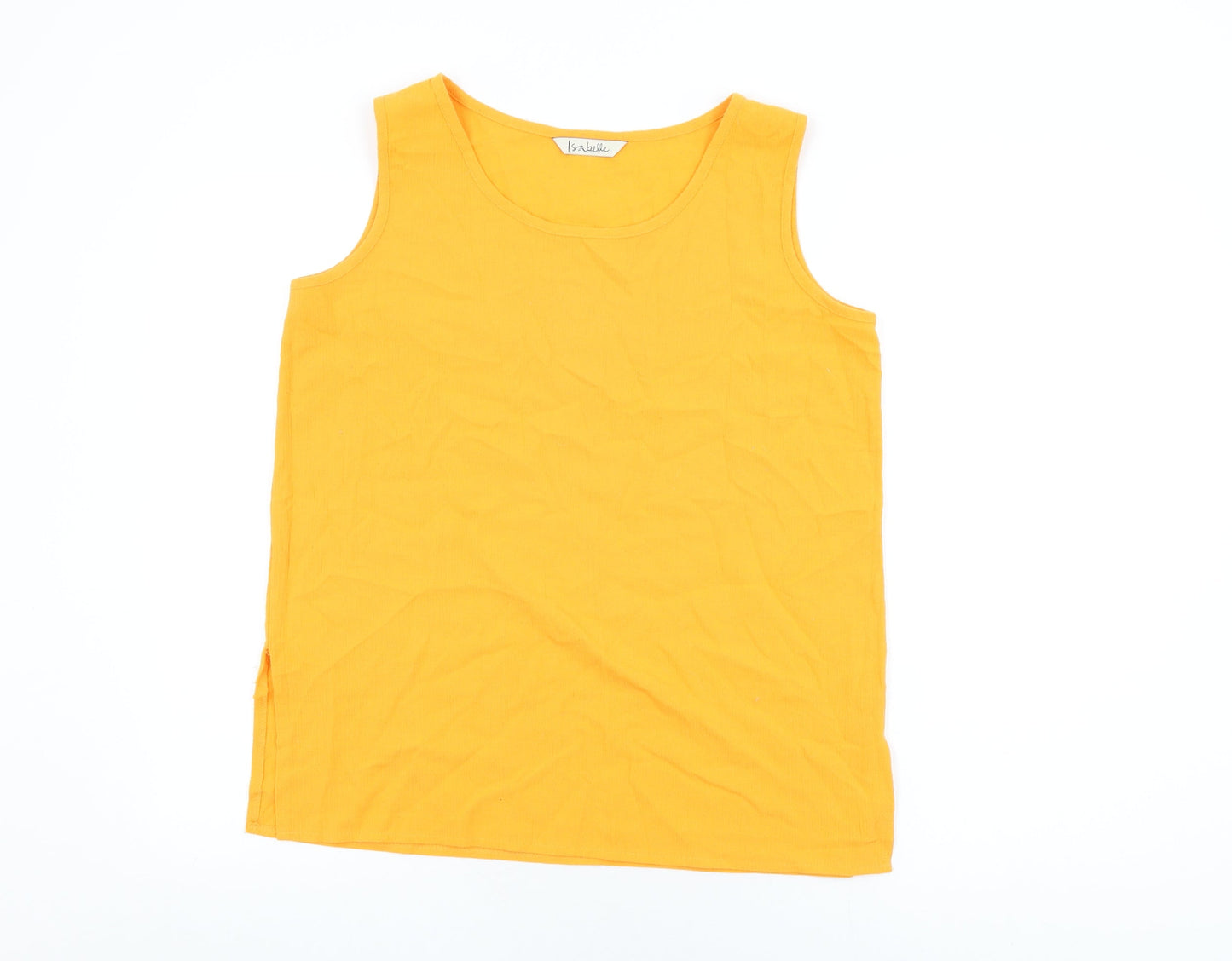 Isabelle Womens Orange Polyester Basic T-Shirt Size 14 Round Neck