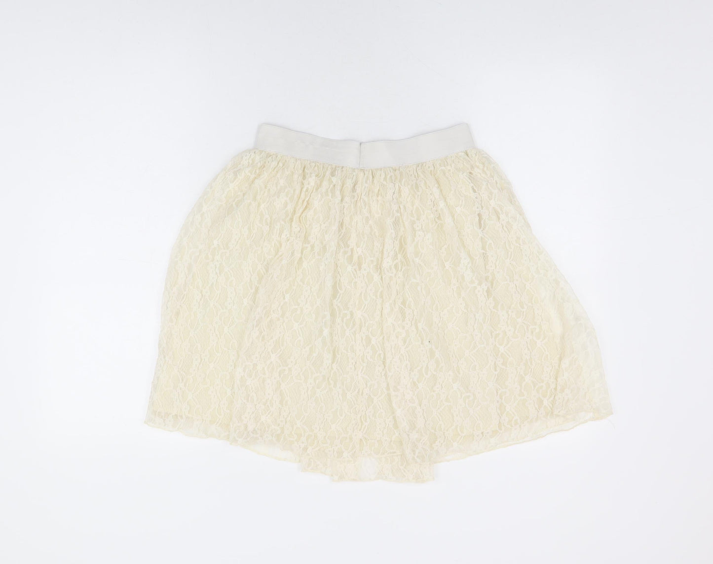 Louche Womens Ivory Floral Nylon Skater Skirt Size 10