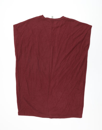 Back view of ASOS women’s red polyester shift, size UK 14, round neck pullover