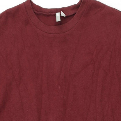 Close-up detail of ASOS women’s red polyester shift, size UK 14, round neck pullover
