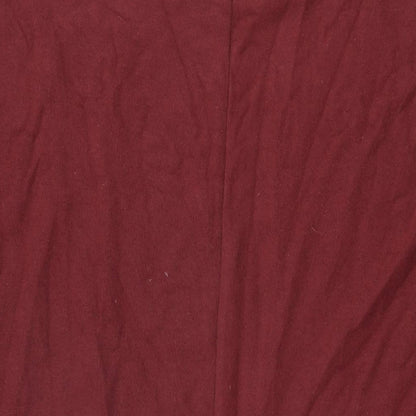 Brand and care label for ASOS women’s red polyester shift, size UK 14, round neck pullover