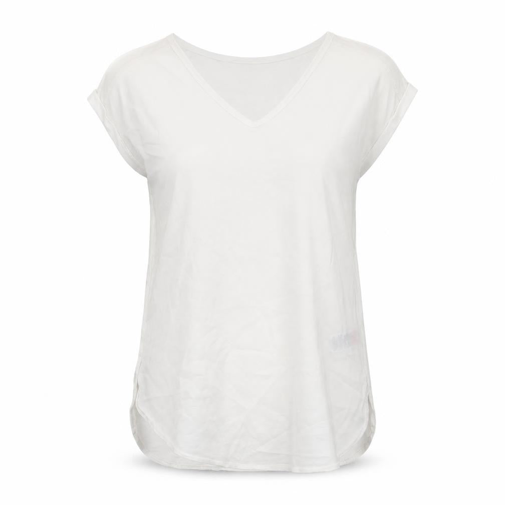 New Look Womens White Polyester Basic T-Shirt Size 10 V-Neck