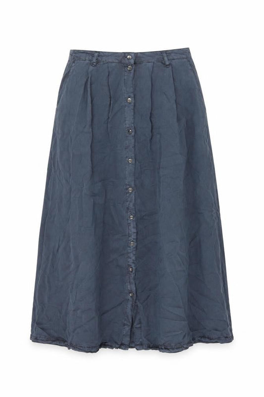 Vero Moda Womens Blue Lyocell Swing Skirt Size S Button
