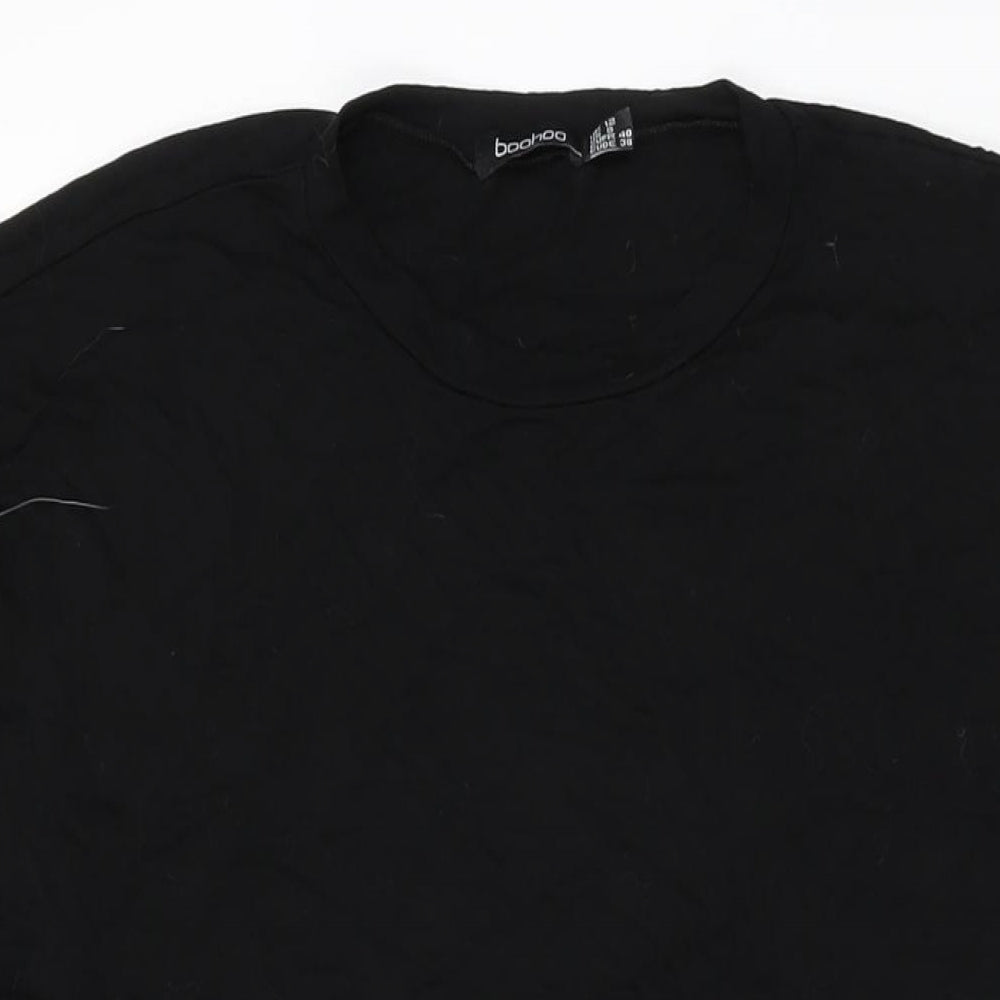 Boohoo Womens Black Viscose Shift Size 12 Round Neck Pullover